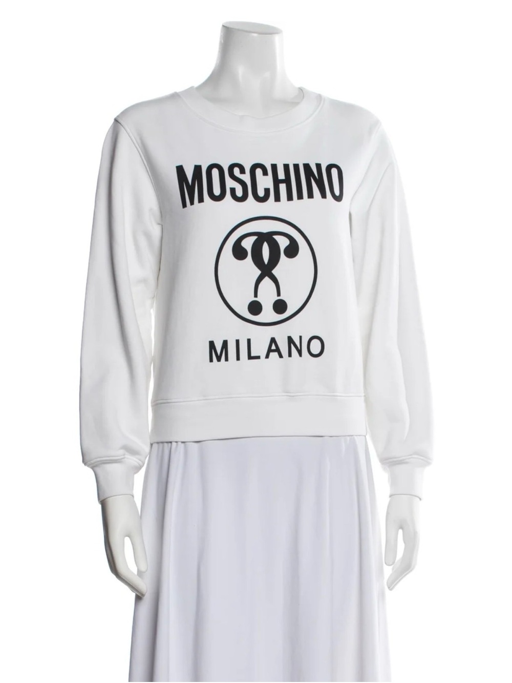 Moschino White Crewneck Sweatshirt with Black Logo